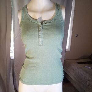 Aerie Green Fitted Sleeveless Tank Top